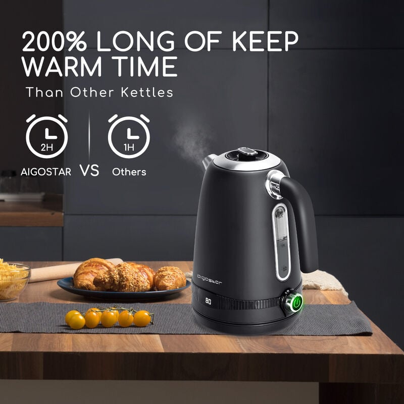1.7 Liter Variable Temperature Glass Kettle Self Heating Thermos Kettle  Electric