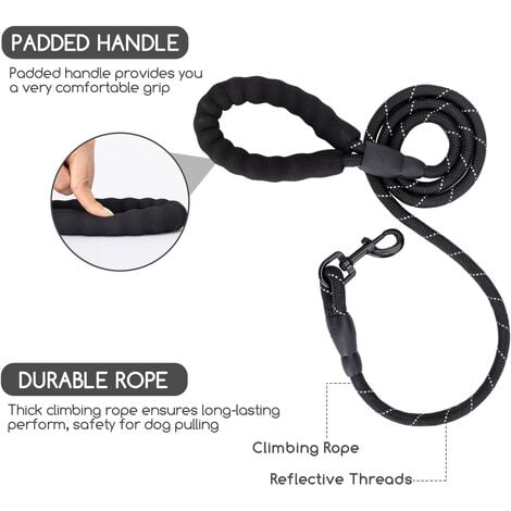 Rope dog leash with padded outlet handle