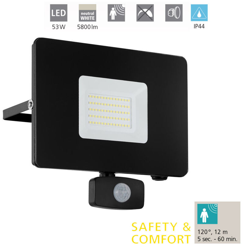 Faretto LED Knightsbridge 100W - 8400 Lumen, 4000K, IP65, Corpo In Alluminio Nero, Per Esterni - 3
