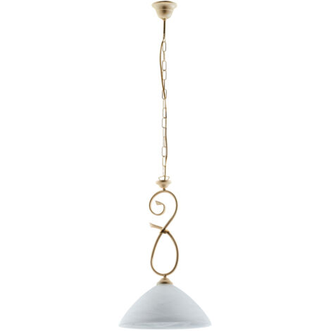 Lampada Sospensione in Ferro 1 Luce Attacco E27 - Potenza 55W - Ø30cm colore Avorio Decape (1/3)