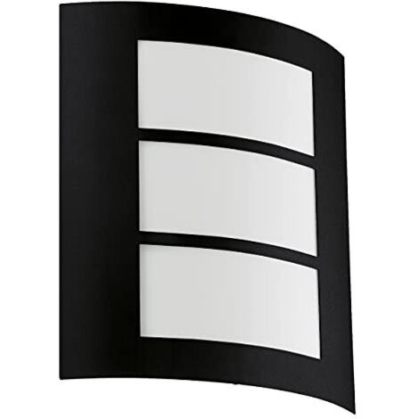 Applique Esterno Contemporanea City Metallo Nero Policarbonato Bianco E27 (1/4)