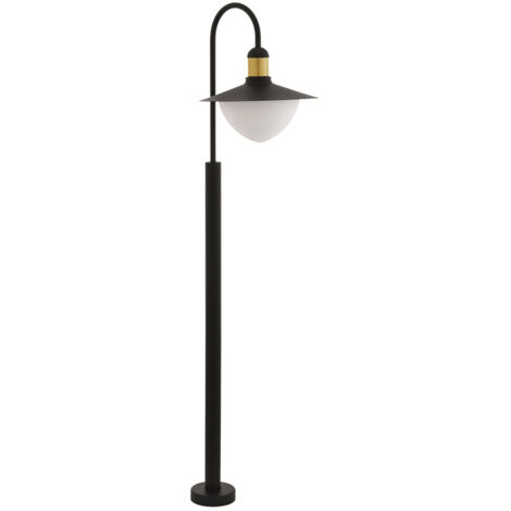 Lampione Esterno Contemporaneo Sirmione Metallo Nero Vetro Bianco 1 Luce E27 (1/4)