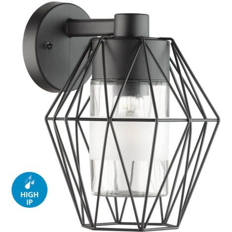Brilliant AG 96104/06 applique esterna metallo/vetro 60 W e27 Nero, halogène, électricité, mâle / femelle