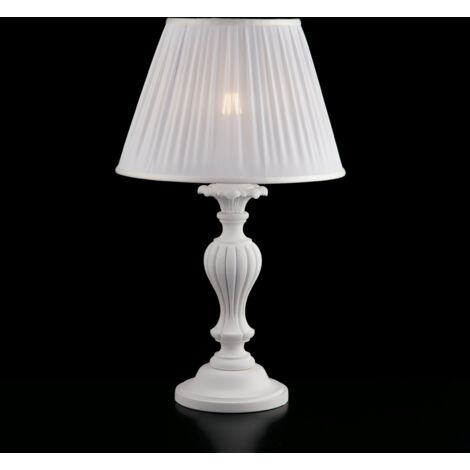 Leonardo Lume in legno bianco shabby 1 luce con paralume dm.35 H.62 Ø35 BL180-LM-BCO