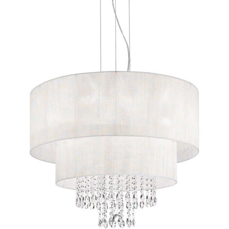 Lampadario Classico Opera Vetro,Tessuto,Cristalloistallo Bianco 6 Luci E27 (1/3)