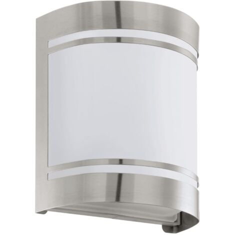 Applique Esterno Contemporanea Cerno Acciaio Argento Vetro Bianco 1 Luce E27 (1/5)