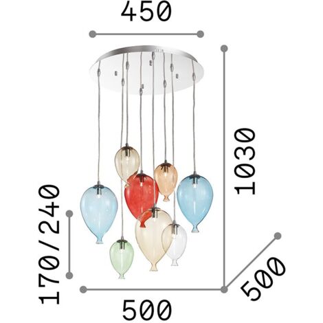 Sospensione Moderna Clown Metallo Multicolor 8 Luci G9 3W 3000K Luce Calda