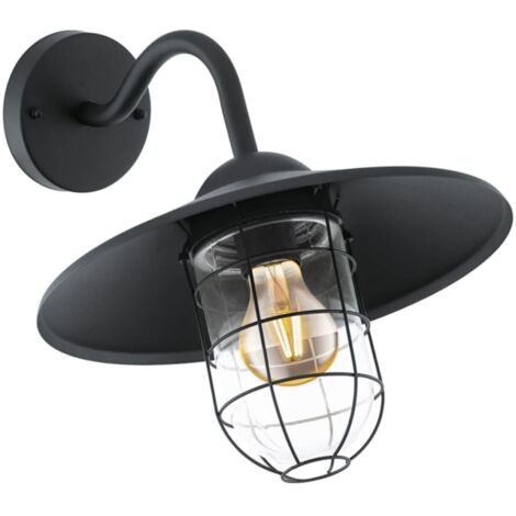 Applique Esterno Classica Melgoa Metallo Nero Vetro Bianco 1 Luce E27 (1/5)