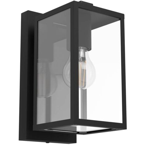 Applique Esterno Contemporanea Budrone Acciaio Nero Vetro Bianco 1 Luce E27