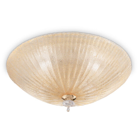 Plafoniera Classica Shell Vetro Ambra 3 Luci E27 (1/2)