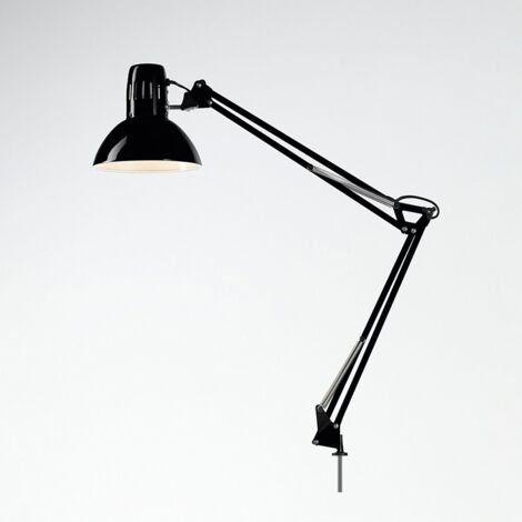 Perenz lampada da tavolo snodabile con morsetto 60w attacco grande e27 colore nero 4025n