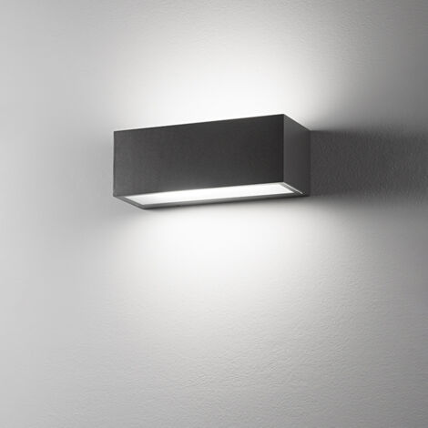 StepApplique 2 luci alluminio colore grafite interni e esterni attacco E14 biemissione 30cm
