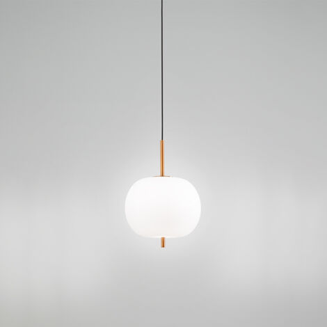 Sospensione Contemporanea Cirro Metallo Oro Vetro Bianco Led 18W 3000K (1/4)