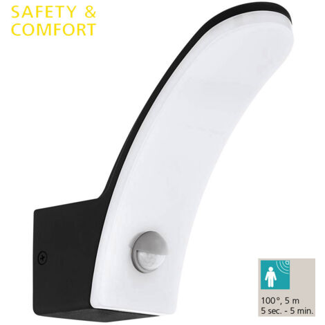 Applique Esterno Contemp Fiumicino Alluminio Nero Policarbonato Bianco Led (1/5)