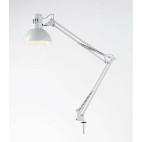 Perenz lampada da tavolo snodabile con morsetto 60w attacco e27 colore bianco 4025b