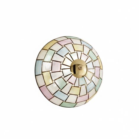 Plafoniera Tiffany Madreperla Madreperla Multicolor Fantasia 2 Luci E27 (1/2)