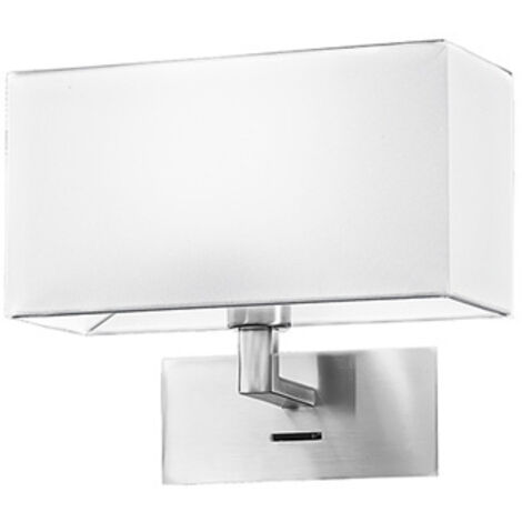 Para Hotel Applique 1 luce cromo spazzolato paralume tessuto bianco attacco E14 (1/2)