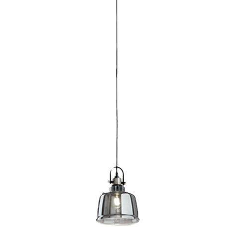 Sospensione Contemporanea Vintage Metallo Nero Vetro Fumè 1 Luce E27 (1/2)
