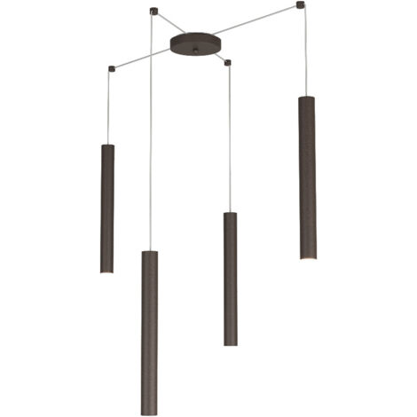 Lampada A Soffitto Glostrup 4 Luci – Metallo E Legno Marrone – Faretti Orientabili GU10 (Senza Lampadine) - 4