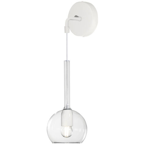 Applique Contemporanea Future Metallo Bianco Vetro Trasparente 1 Luce E27