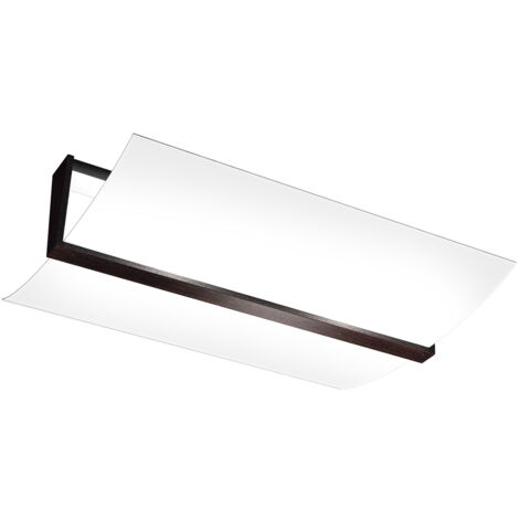 Plafoniera Contemporanea Wood Metallo Nerowengè Vetro Bianco 2 Luci E27 53Cm