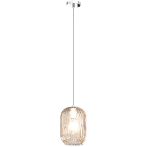 Sospensione Contemporanea Tender Metallo Cromo Vetro Ambra 1 Luce E27 (1/3)