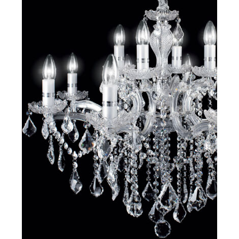 Lampadario Classico Florian Metallo-Cristallo Cromo 12 Luci E14