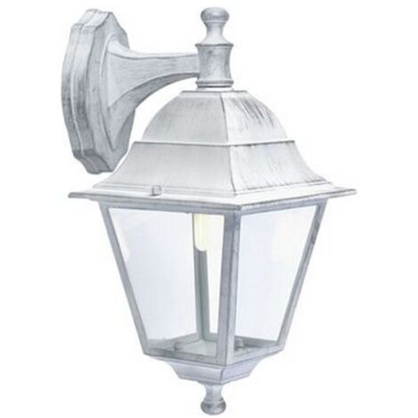 Applique Piccola In Basso Esterno Old Alluminio E Vetro Bianco E Arg. 1 Luce E27