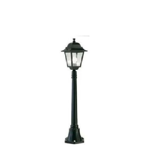 Palo Da Esterno Contemporaneo H114Cm Quadrata Alluminio E Vetro Nero 1 Luce E27