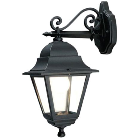 Applique Media In Basso Esterno Contemp. Old Alluminio E Vetro Nero 1 Luce E27 (1/10)