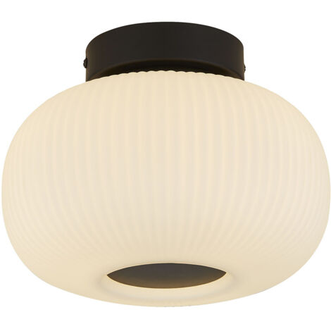 Searchlight Lumina 1 Luce Plafoniera a filo con vetro satinato rigato (1/5)