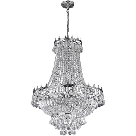 Lampadario Classico Versailles Acciaio Cromo Cristallo 9 Luci E14 (1/5)