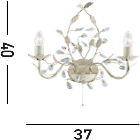 Applique Classica Almandita Acciaio Bianco Vetro Oro 2 Luci E14