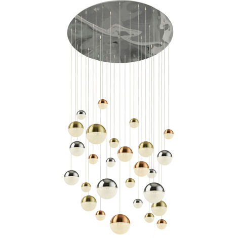 Plafoniera Contemp Pianeti Acciaio Cromo Policarbonato Ottone Led 204W 4000K (1/5)