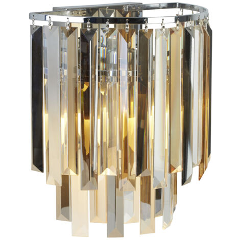 Searchlight Clarissa - Applique a 2 luci cromo, paralume in vetro, attacco E14