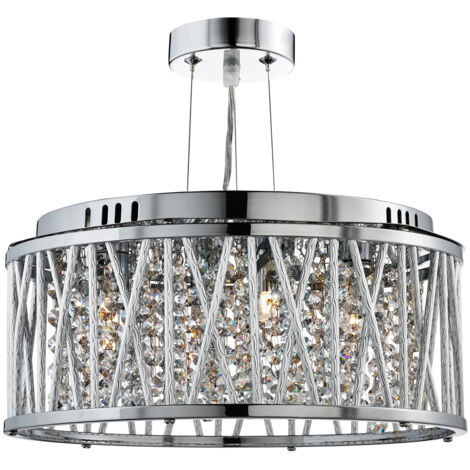 Searchlight Elise - Sospensione a soffitto a 3 luci cromata con cristalli, G9 (1/4)