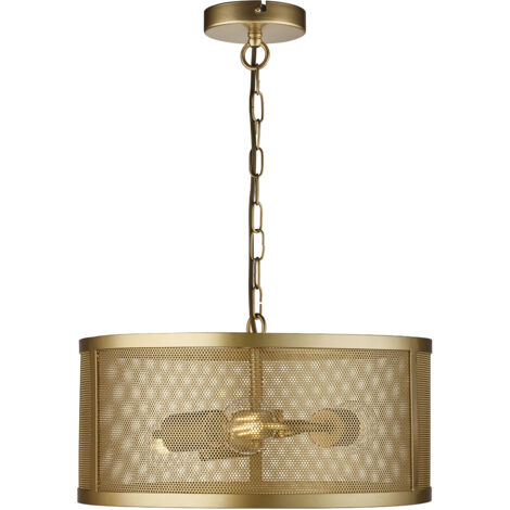 Searchlight Fishnet - Pendente Cilindrico 3 Luci Mesh Oro Opaco, E27 (1/5)