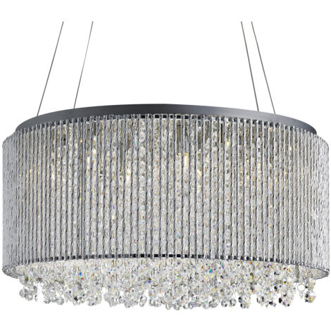 Searchlight Beatty - Sospensione a soffitto a 8 luci cromata con cristalli, G9 (1/5)