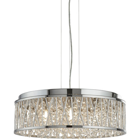 Searchlight Elise - Lampada a sospensione a 7 luci cromata con cristalli di vetro, G9 (1/5)