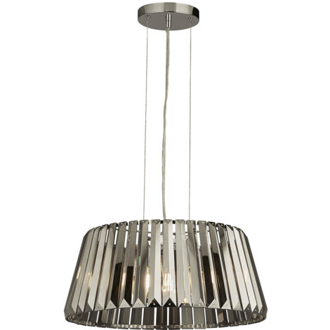 Lampadario Contemporaneo Tiara Acciaio Cromo Cristallo Fumè 5 Luci E14 (1/5)