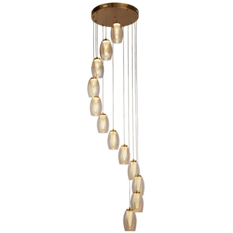 Lampadario Contemporaneo Ciclon Acciaio Bronzo Vetro Led 5,33W 3000K (1/4)