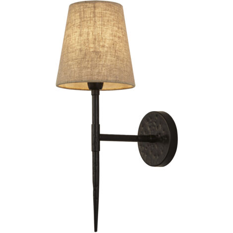Searchlight Gothic Lampada da parete Nera Martellata, Lino Naturale (1/5)