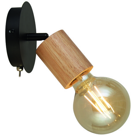 Applique Industrial-Nordico Spinoso Acciaio Nero Marrone 1 Luce E27 (1/5)