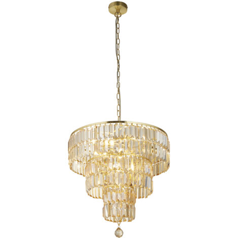Lampadario Classico Impero Acciaio Ottone Vetro 5 Luci E14 (1/5)