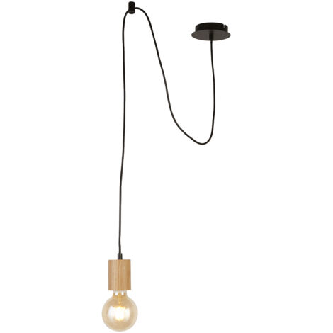 Sospensione Industrial-Nordico Spinoso Acciaio Nero Marrone 1 Luce E27 (1/5)
