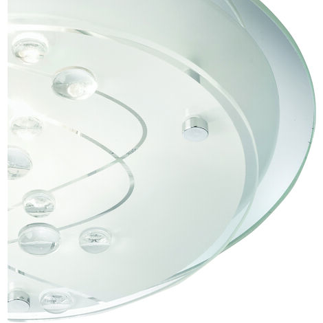 Plafoniera Contemporanea Baia Acciaio Bianco Vetro 1 Luce E27