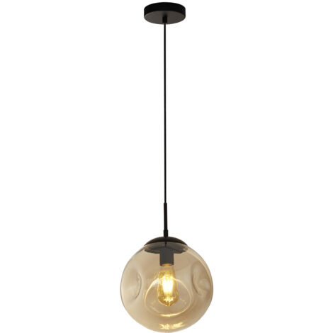 Searchlight Punch Lampadario Nero, Vetro Fustellato Champagne (1/5)