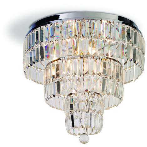 Lampadario Classico Impero Acciaio Cromo Vetro Trasparente 6 Luci E14 (1/5)