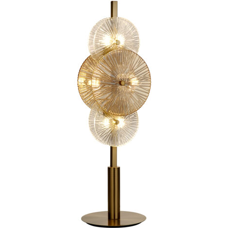 Lampada da tavolo Wagon Wheel 6Lt, bronzo con vetro trasparente e ambra (1/5)