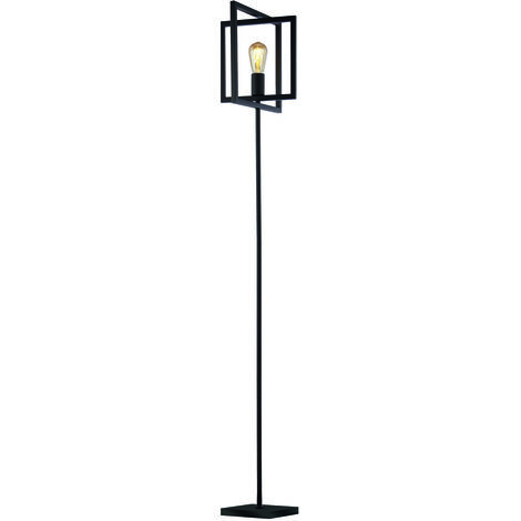 Lampada Da Terra In Acciaio In Stile Industriale - Design Vintage, Braccio Orientabile E Girevole, Attacco E27, Colore Nero Opaco